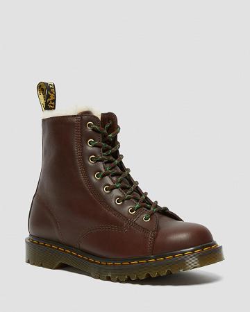 Brown Men's Dr Martens Barton Made in England Shearling Lined Leather Ankle Boots | CA 434XYU